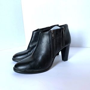 J Crew Leather Heeled Booties Black Side Zipper 9
